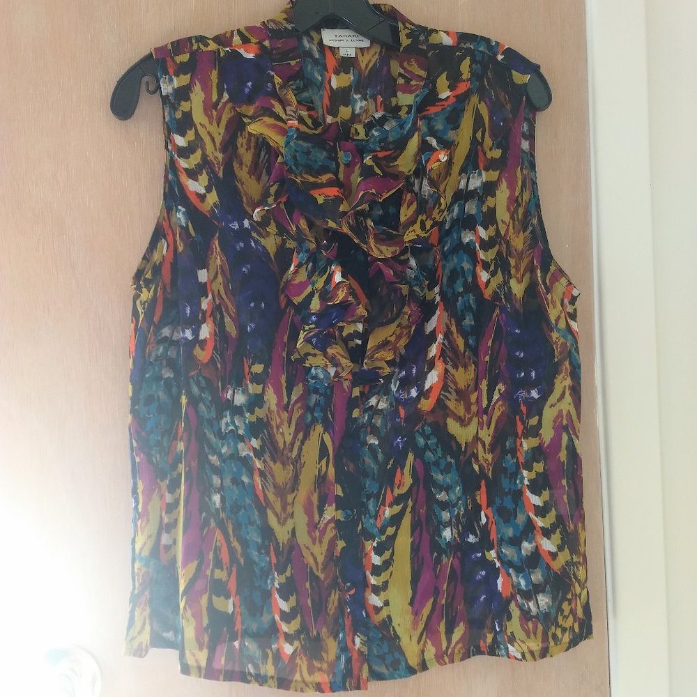 Sheer sleeveless Tahari blouse